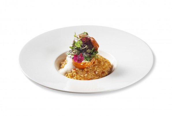 Sticky rice with lobster, 1/2 marked tail, scallops from ria.
