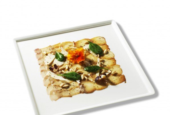 Boletus Edulius carpaccio and truffle.